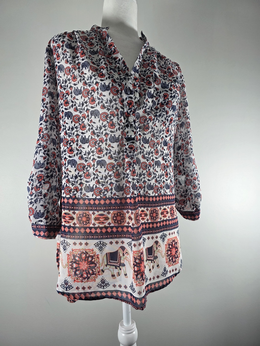 Live 4 Truth Elephant Print Boho Tunic Blouse Women’s Medium